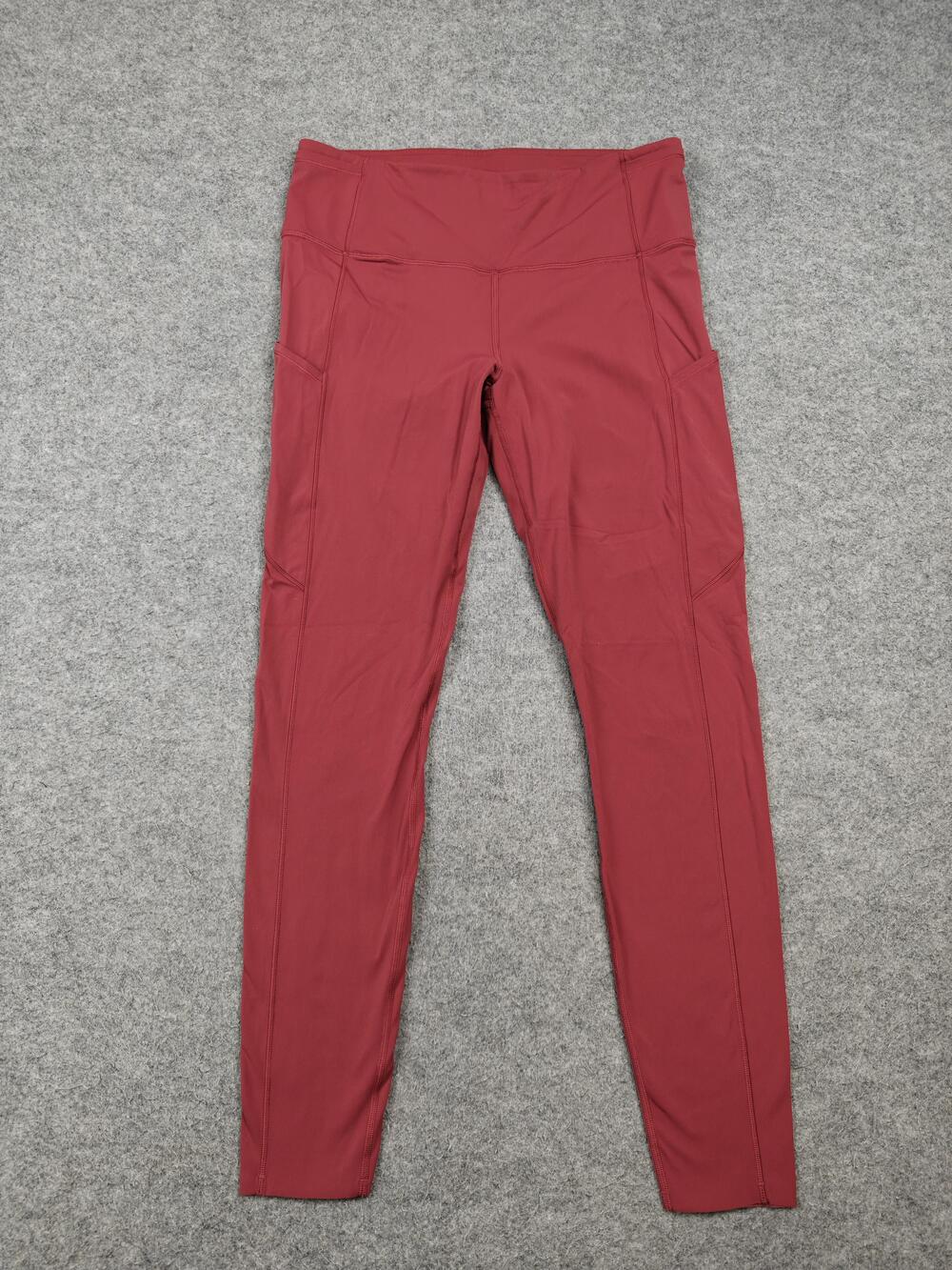 Lululemon Leggings Womens 10 Red High Rise Ankle Pockets Yoga Inseam 27.5 In